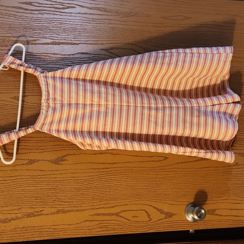 Striped Pink and White Womens Romper Sz M NWOT - Picture 2 of 2